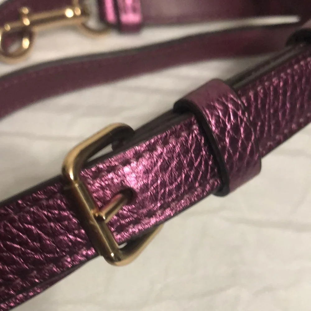 Coach Adjustable Metallic Purple Leather Strap